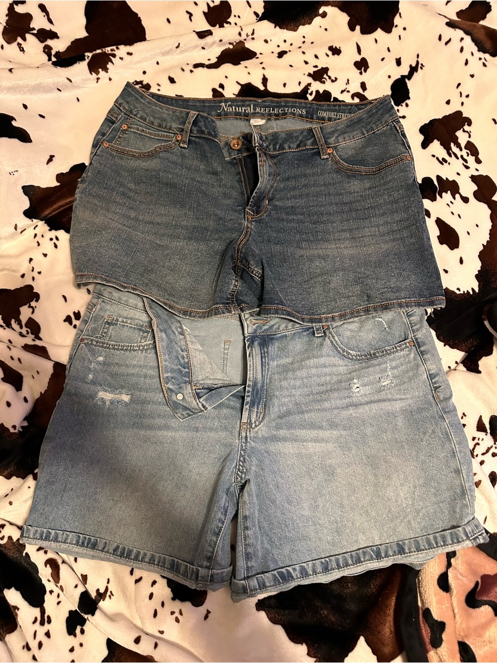 Natural Reflections Two-Tone Denim Shorts Set - Medium & Light Blue Size 16